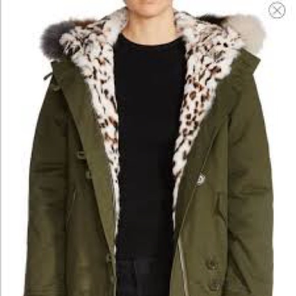 Maje Genuine Fox Fur Kaki Green Jacket Coat Size 36/Small - Picture 8 of 9